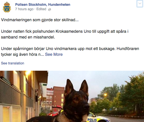Polisen har skrivit om Uno på sin Facebook – ett inlägg som fått stor spridning.